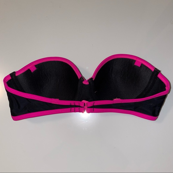 Strapless Neon pink and Black Bikini Top - Picture 2 of 2